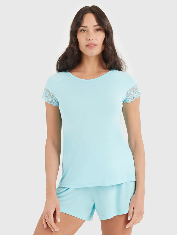 HAPPY LACE two-piece pyjamas in blue - 1