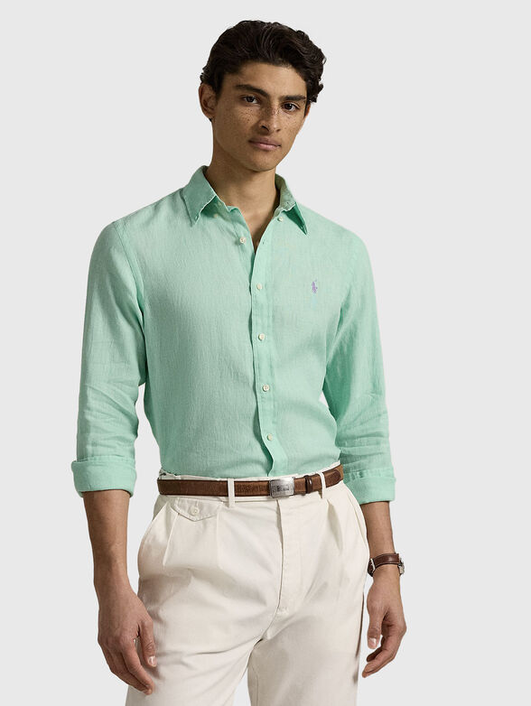 Slim linen shirt with long sleeves - 0