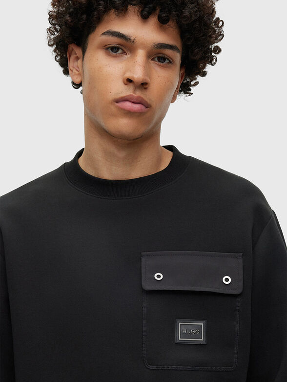 Cotton blend sweatshirt with accent pocket - 4