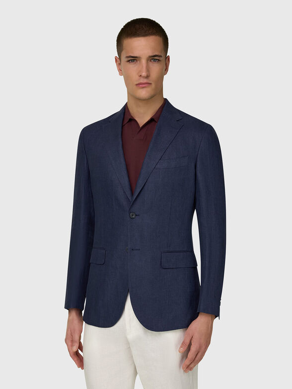 Single-breasted jacket made of a linen blend - 1