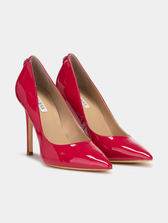 Red high heeled shoes with logo detail - 2