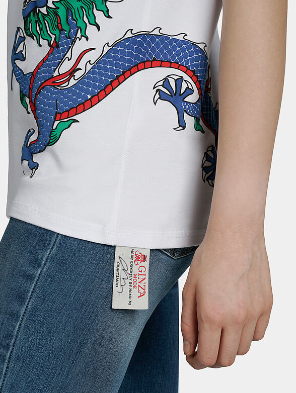 White t-shirt with colorful prints - 4