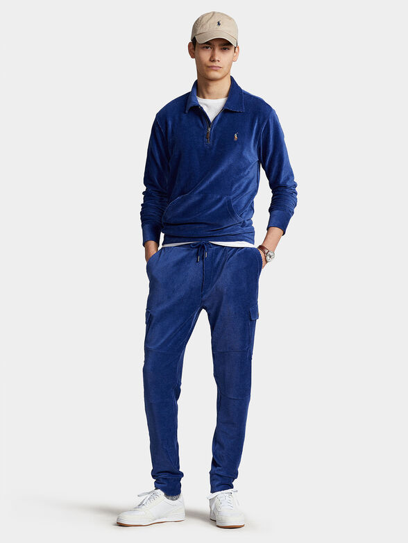 Velvet jeans sweatshirt with logo embroidery - 2