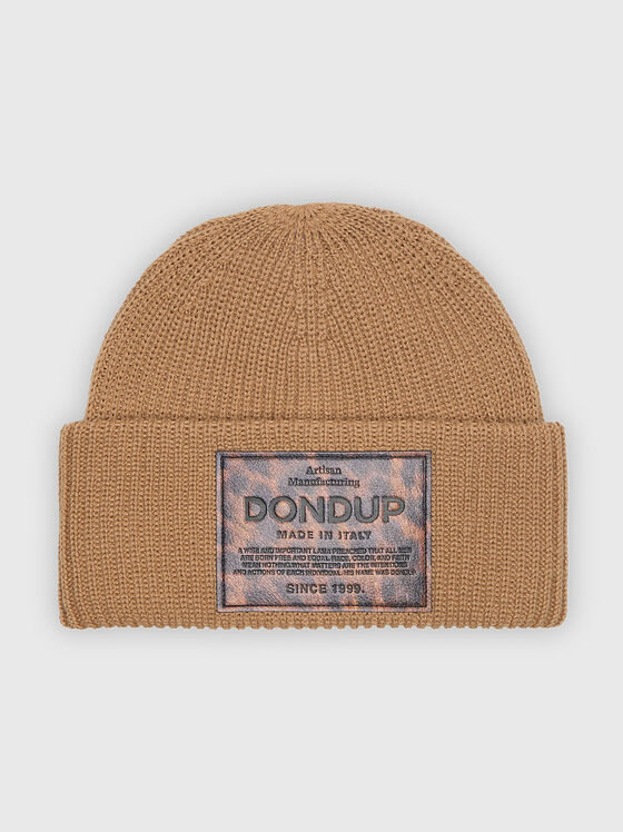 Wool blend hat with logo patch - 1