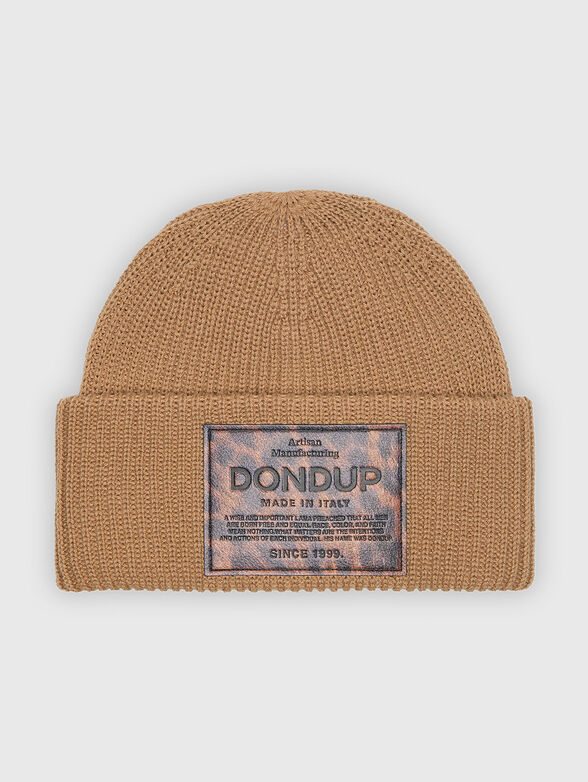 Wool blend hat with logo patch - 1
