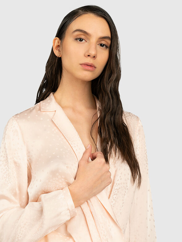 Pink blouse with deep neckline - 3