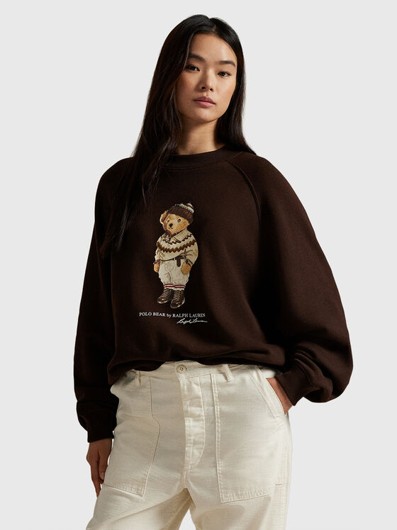 Суитшърт с овално деколте и Polo Bear принт - 1