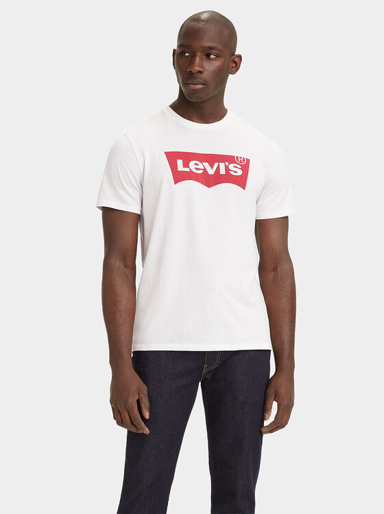 Бяла памучна тениска Levi’s® с контрастно лого - 1