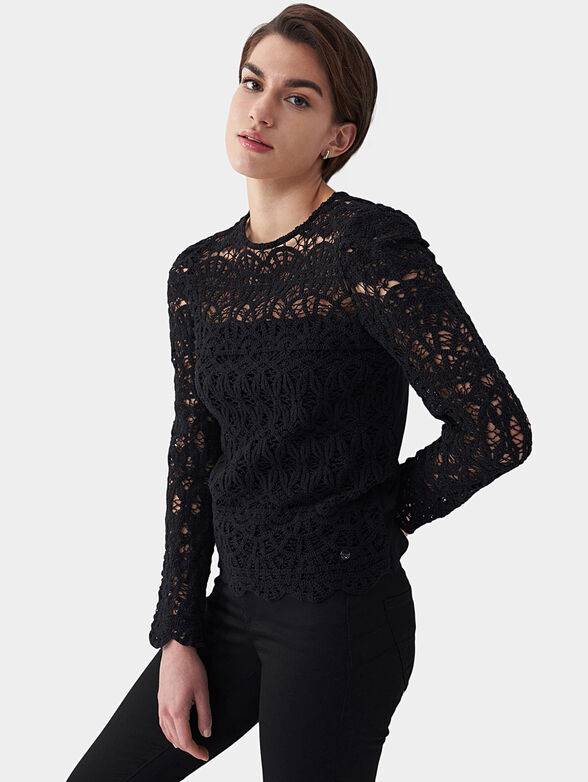 Black lace blouse - 1