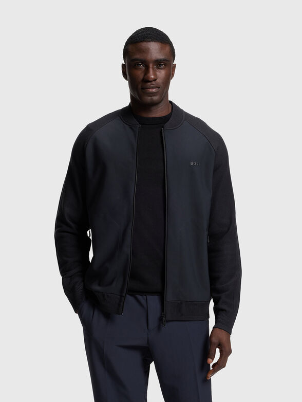 Navy blue zip cardigan - 1
