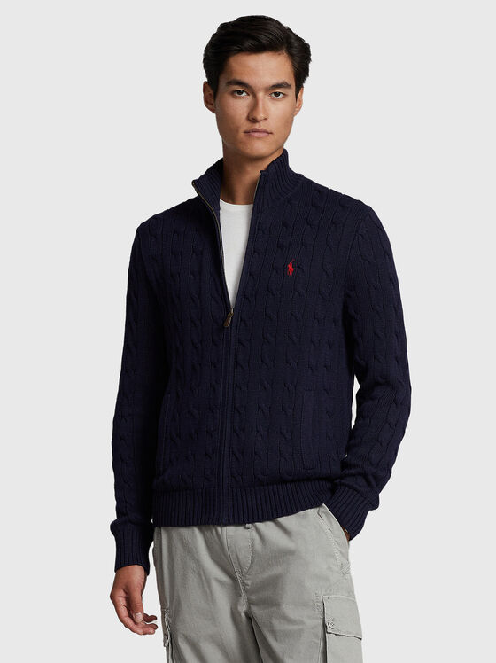 Cotton cardigan with embroidered logo - 1