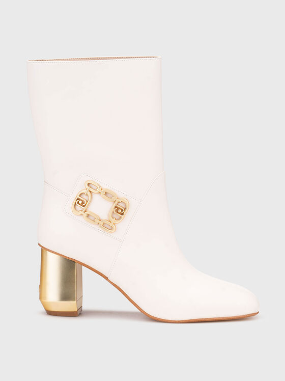 Боти на ток SAMY 05 от напа кожа в цвят екрю - 1