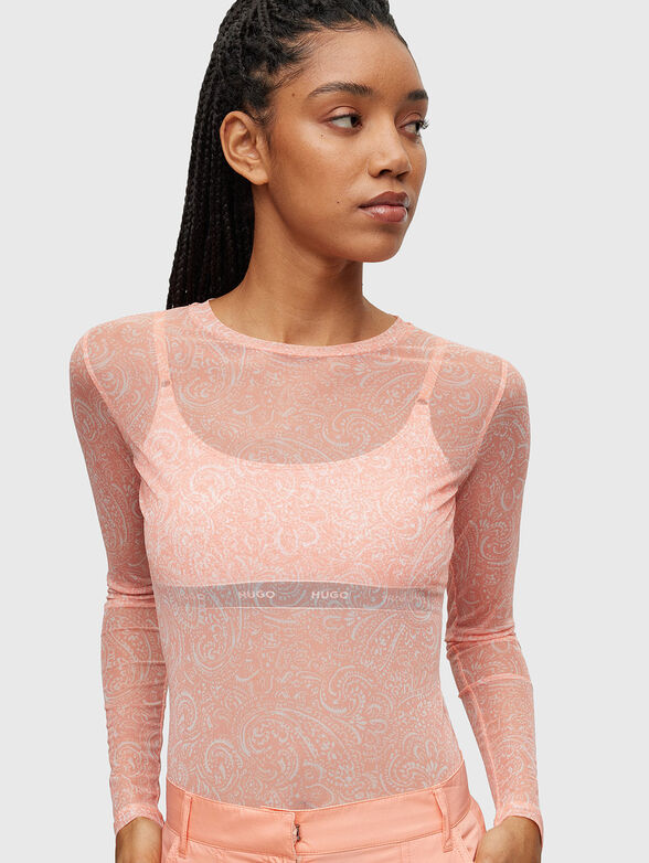 Semi-transperant blouse with logo effect - 3