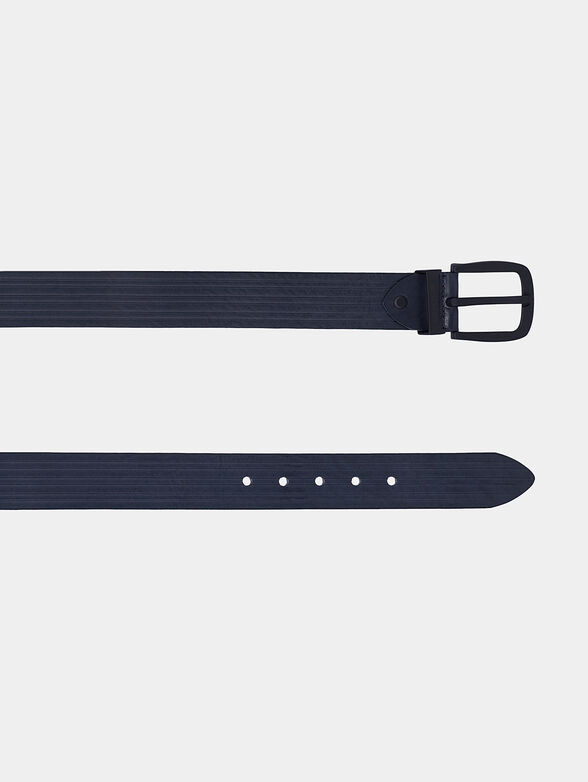 Leather belt in dark blue color - 2