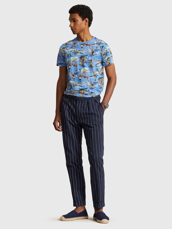 Blue T-shirt with multicolour print - 1