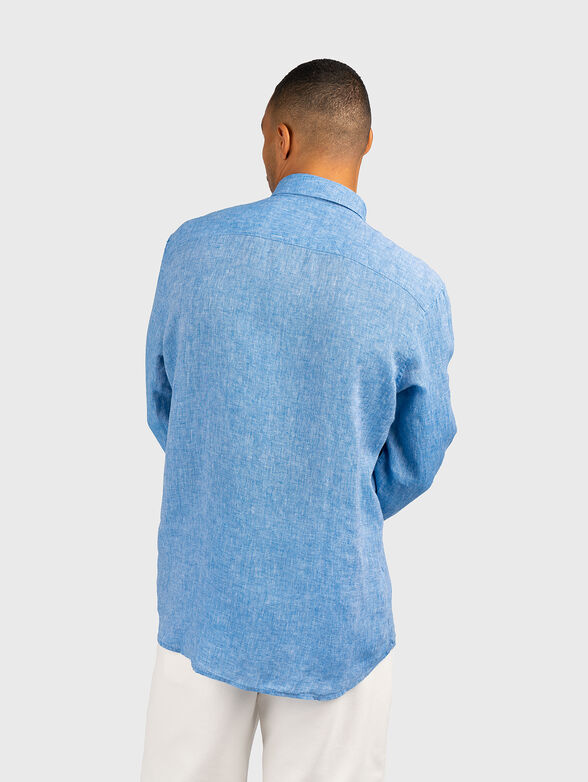 Beige linen shirt with logo detail - 2