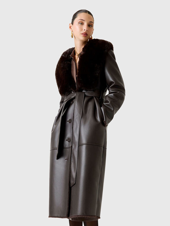 ZOEY faux leather coat with accent collar - 4
