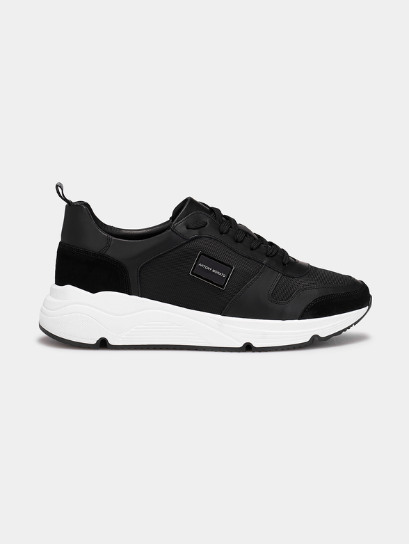 Black sneakers with metal logo detail - 1