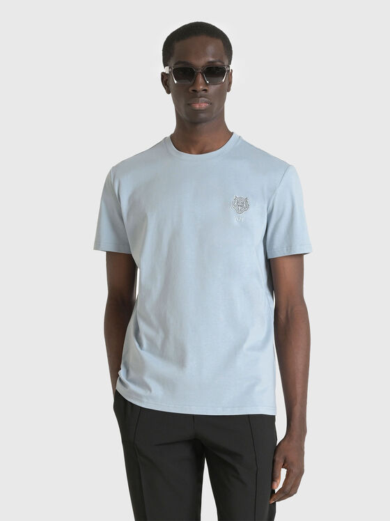 Cotton T-shirt in black with oval neckline  - 1