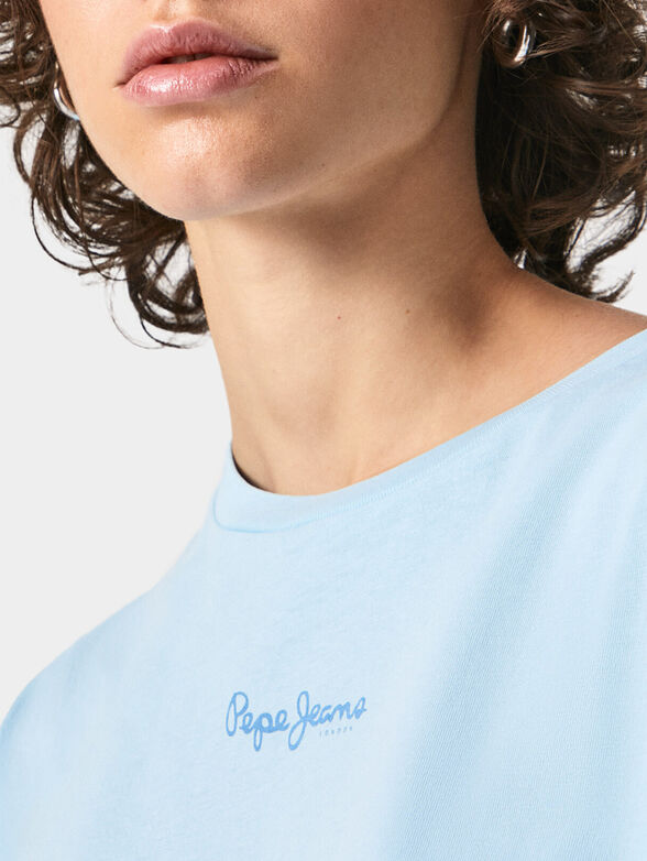 Light blue T-shirt NINA with logo detail - 4