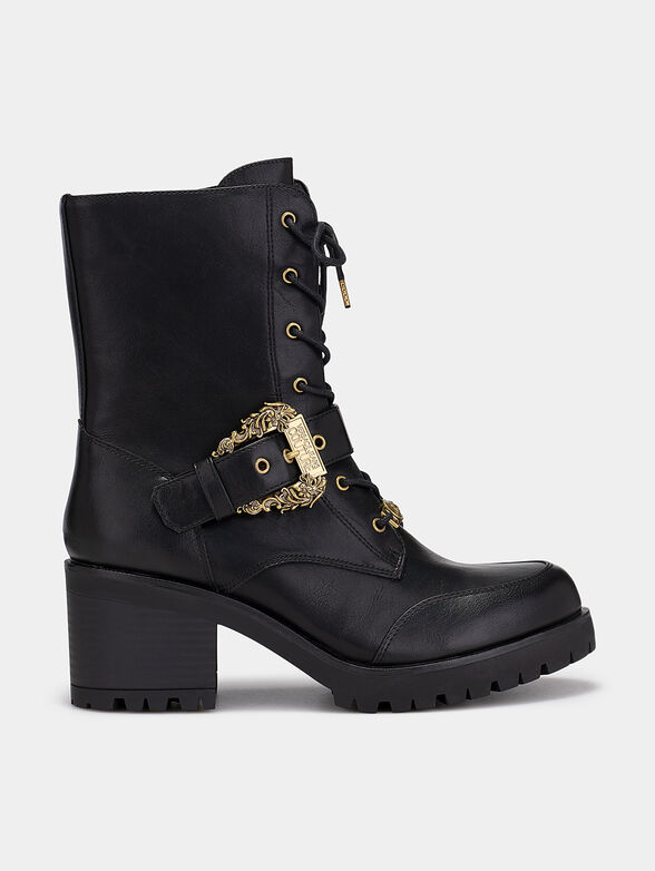 Black ankle boots with logo buckle - 1
