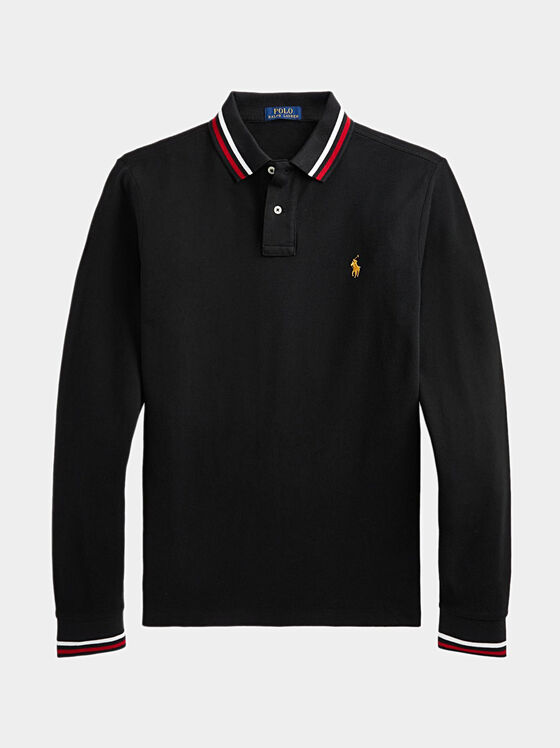 Black polo-shirt with long sleeves - 1
