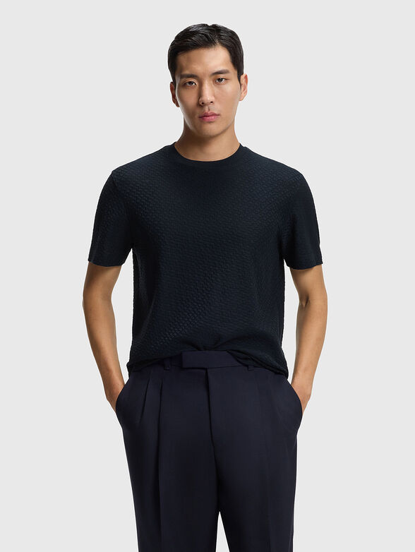 Cotton T-shirt with textured pattern - 1