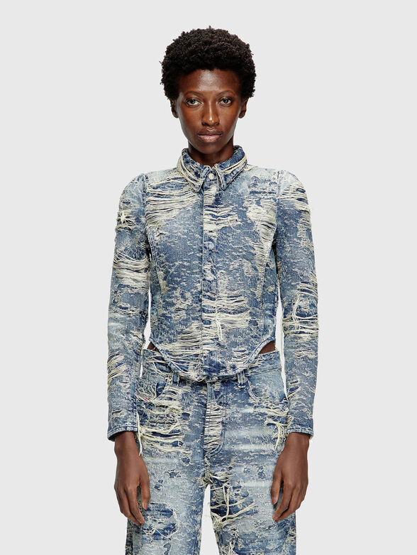 DE-MADELINE-FSG denim shirt with rips - 1