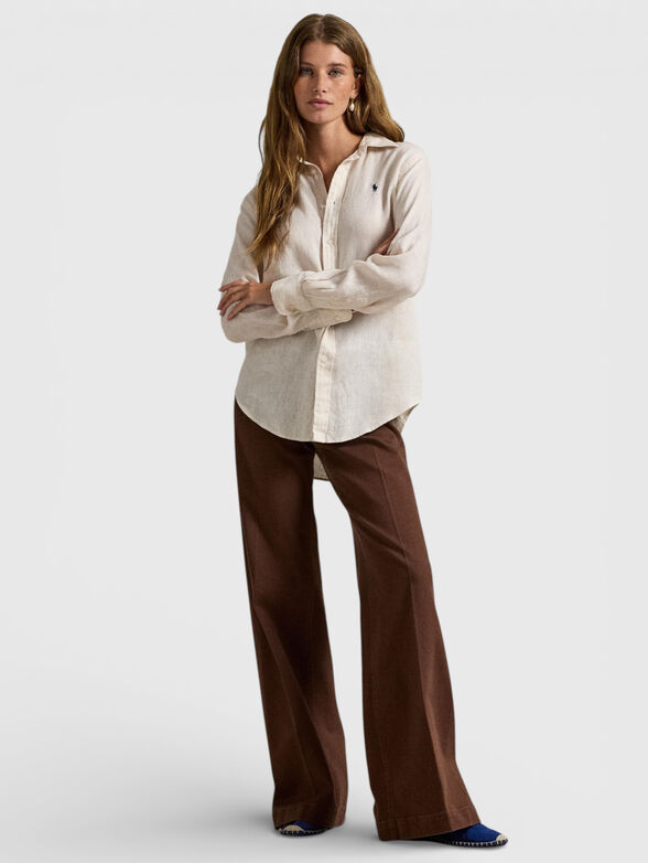 Linen shirt with embroidered logo - 2