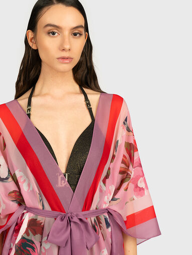 Blue kaftan with floral print - 4