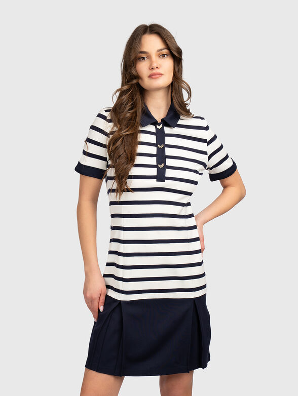 Mini dress with accent collar - 1