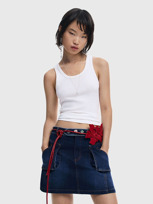 Mini denim skirt with pockets - 3