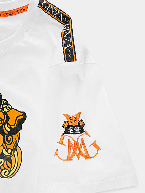 Cotton white t-shirt with print - 4