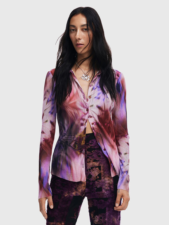 Ribbed shirt with abstract print - 1