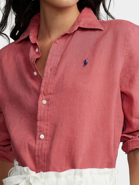 Linen shirt with logo embroidery - 4