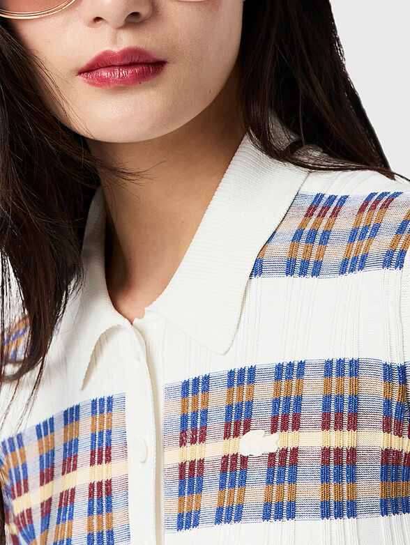 Ribbed knit polo collar sweater - 4