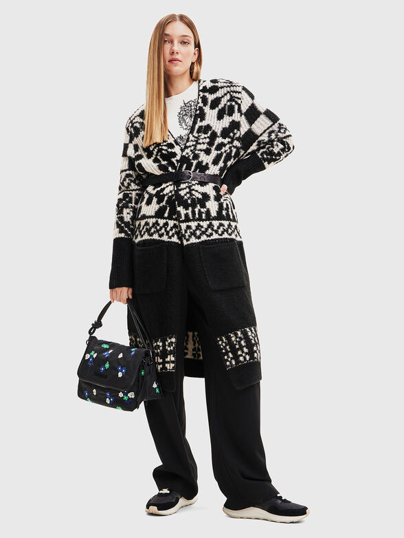 Long cardigan with contrasting elements  - 2