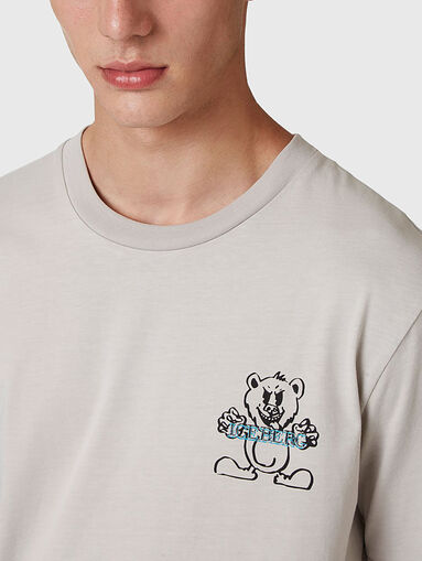 Grey cotton T-shirt with print - 4