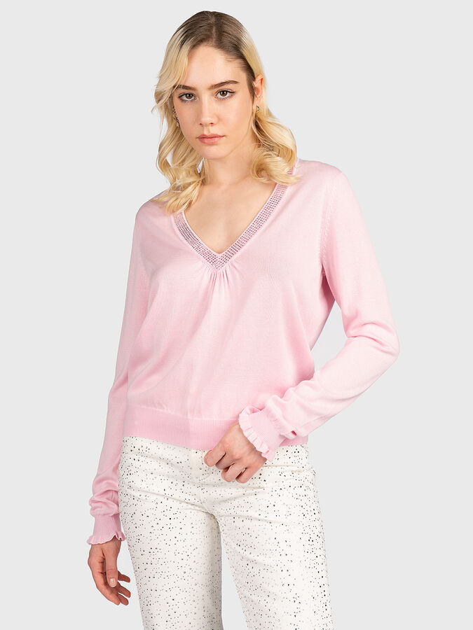 Pink sweater with rhinestones brand LIU JO — Globalbrandsstore.com/en