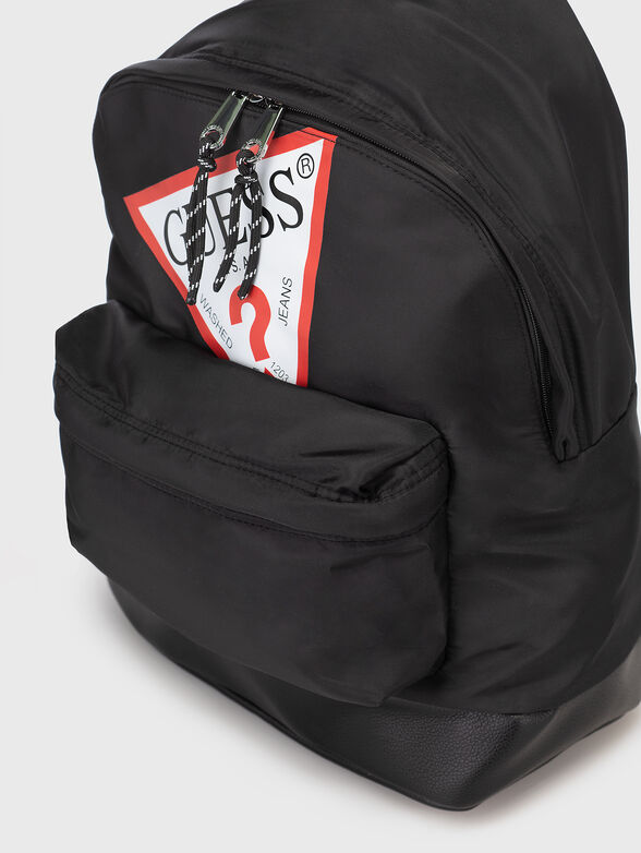 Black backpack with accent print - 4