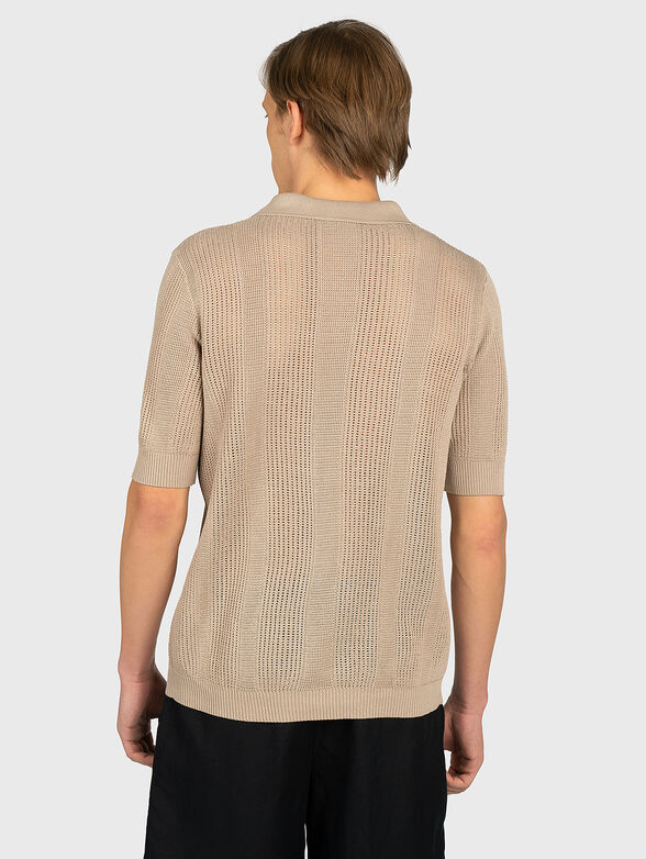 Knitted polo-shirt in beige color - 3