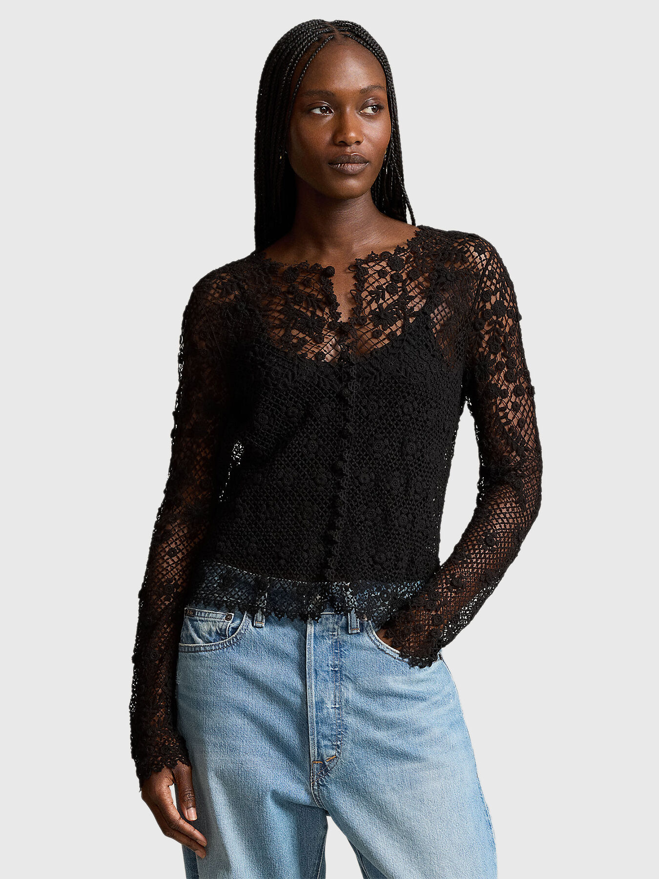 Lace blouse in black brand POLO RALPH LAUREN — Globalbrandsstore