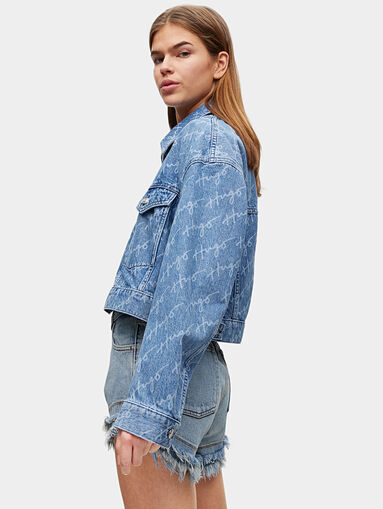 Denim jacket with monogram logo print - 5