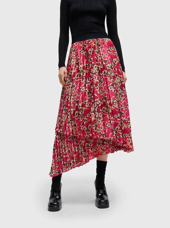 RUNISE asymmetric skirt with floral print - 1