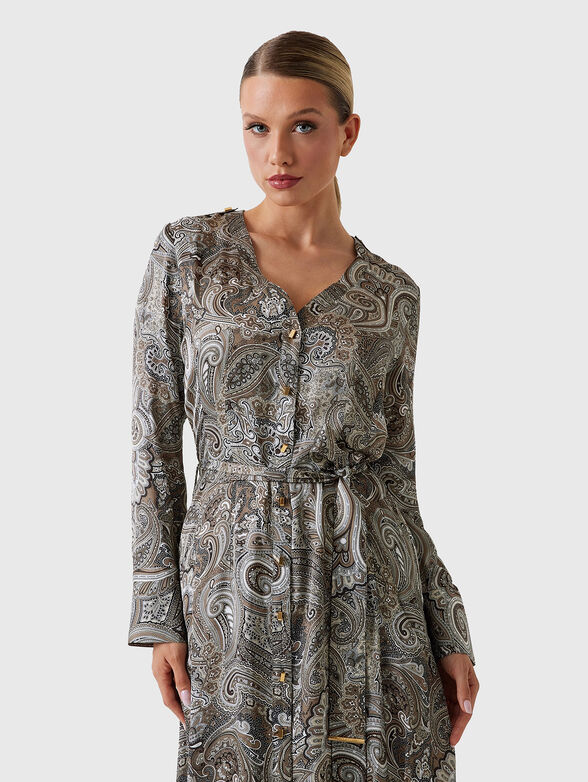 BRITNEY long sleeve maxi dress with accent print - 3