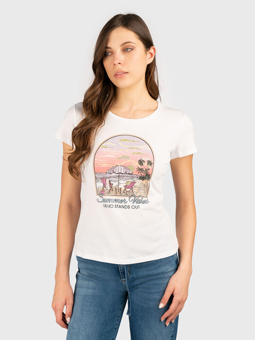 White T-shirt with multicolor print