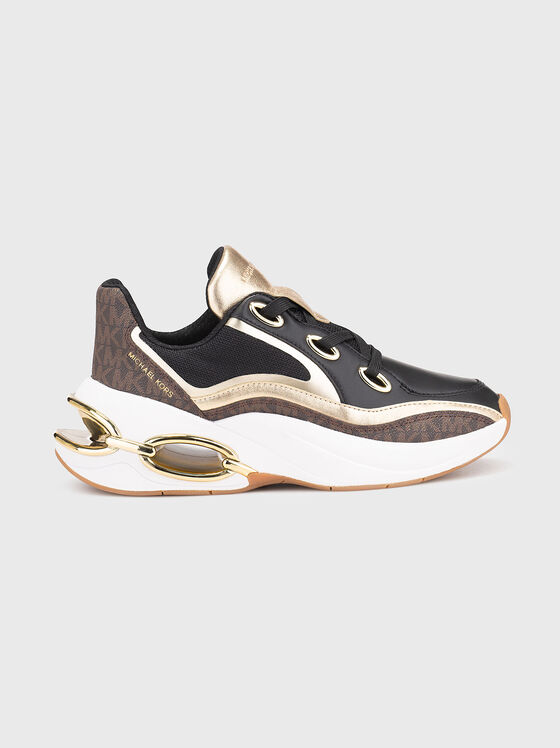 Leather sports shoes with logo - 1