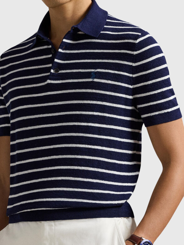 Cotton and linen polo shirt - 4