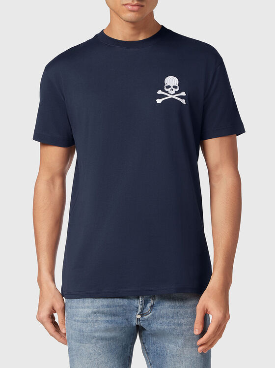 Тениска с лого принт в тъмносиньо - 1