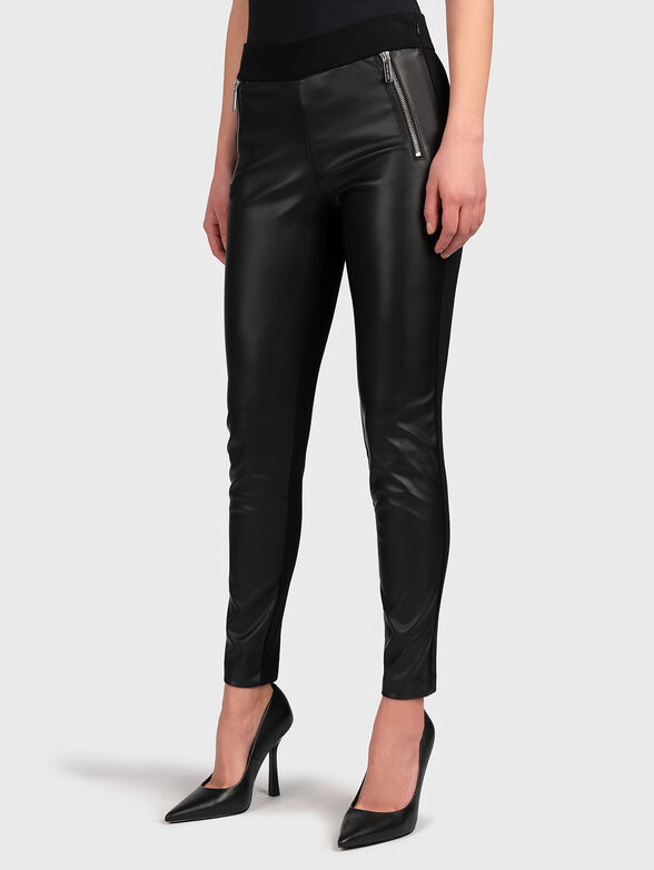 Black high-waisted trousers with accent zips - 1